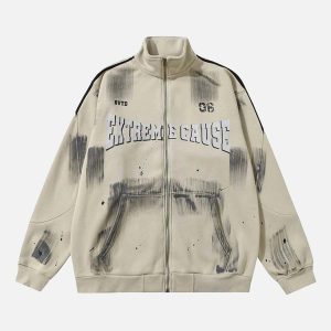 Concert Outfit Graffiti Dot Pattern Print Jacket