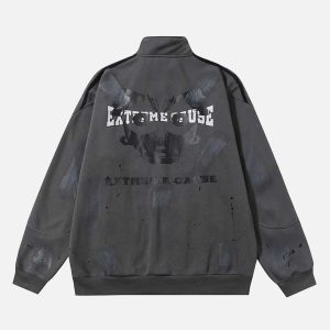 Concert Outfit Graffiti Dot Pattern Print Jacket