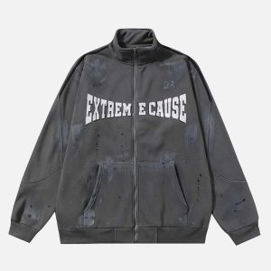 Concert Outfit Graffiti Dot Pattern Print Jacket