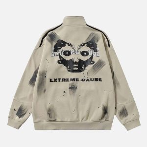 Concert Outfit Graffiti Dot Pattern Print Jacket