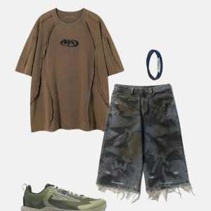 Concert Outfit Graffiti Fringe Jorts