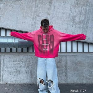 Concert Outfit Graffiti Letter Gradient Distressed Hip-Hop Hoodie