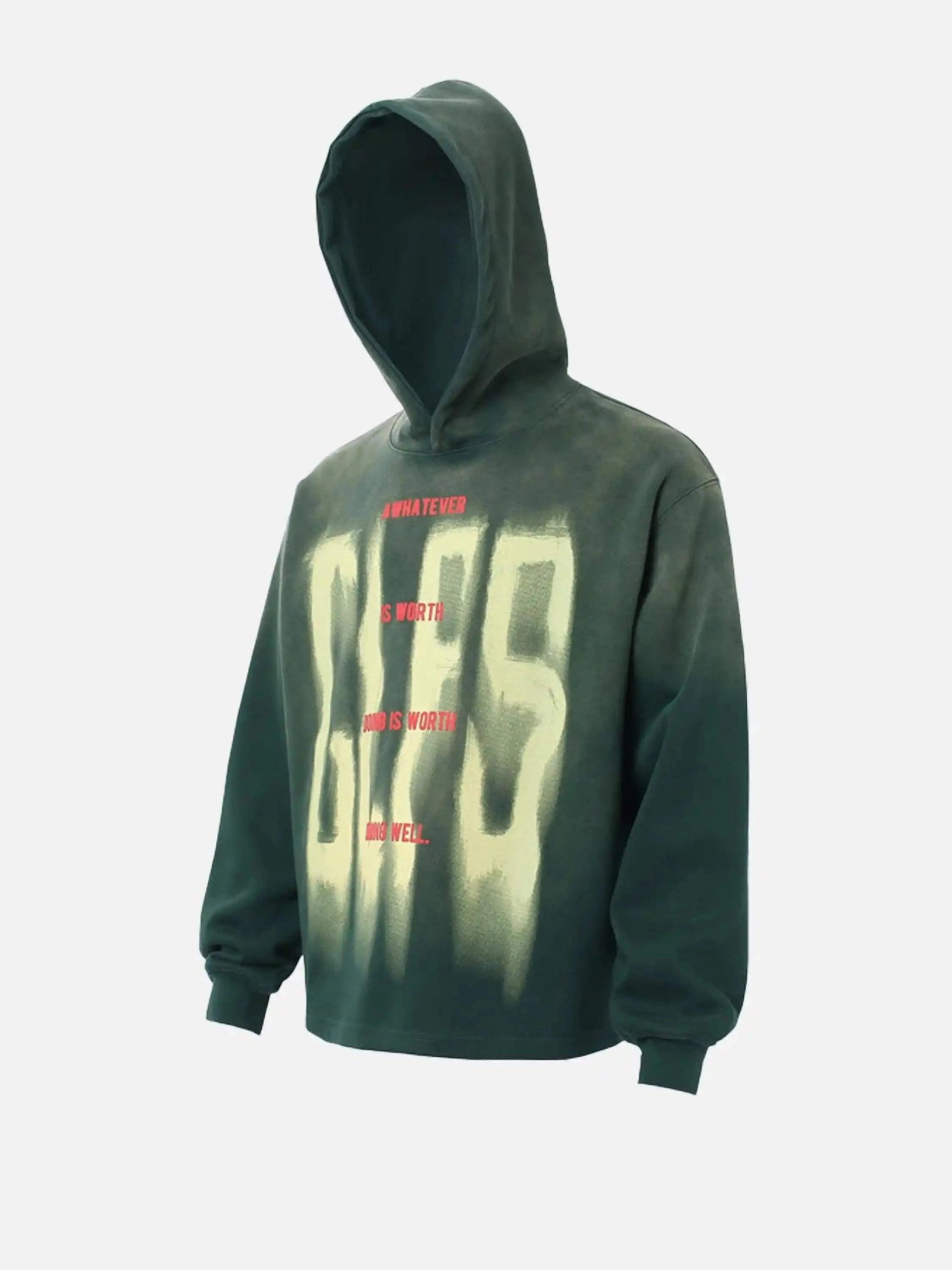Concert Outfit Graffiti Letter Gradient Distressed Hip-Hop Hoodie Concert Outfit Graffiti Letter Gradient Distressed Hip-Hop Hoodie