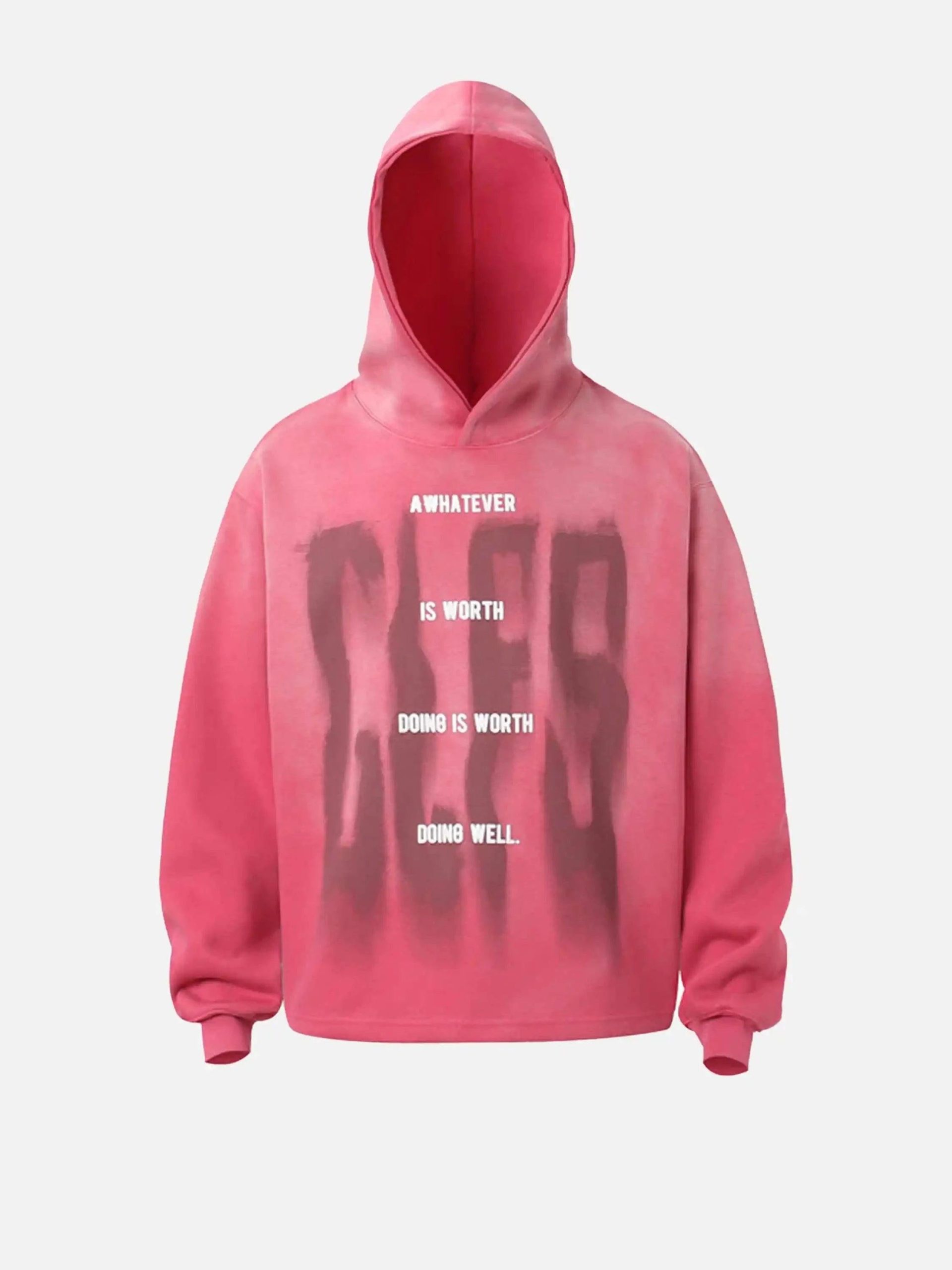 Concert Outfit Graffiti Letter Gradient Distressed Hip-Hop Hoodie Concert Outfit Graffiti Letter Gradient Distressed Hip-Hop Hoodie