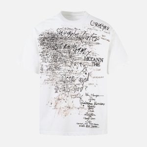 Concert Outfit Graffiti Letter Print Oversized T-Shirt