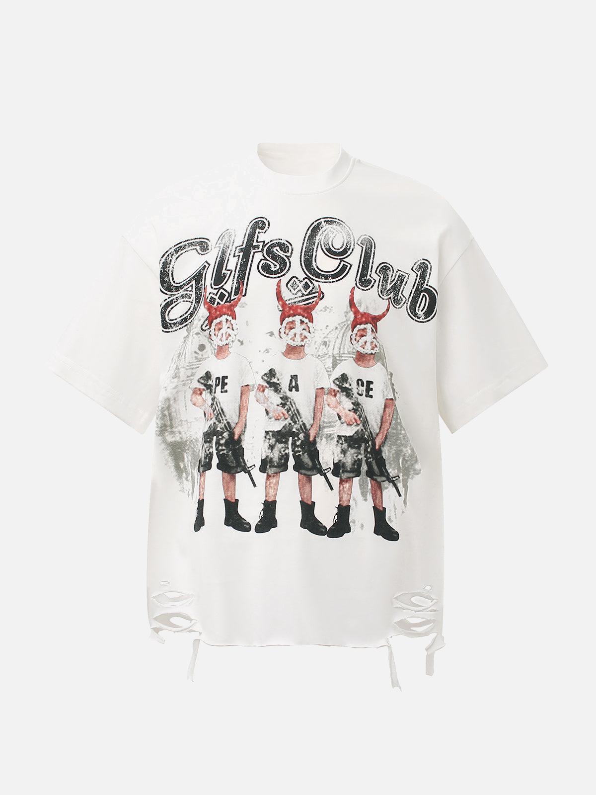 Concert Outfit Graffiti Letters Devil Design Graphic T-Shirt Concert Outfit Graffiti Letters Devil Design Graphic T-Shirt