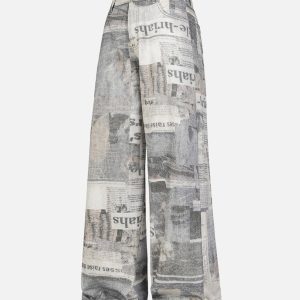 Concert Outfit Graffiti Newspaper Baggy Jeans