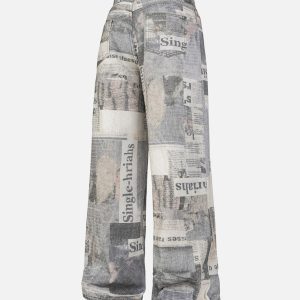 Concert Outfit Graffiti Newspaper Baggy Jeans