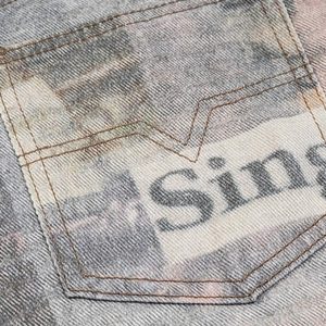 Concert Outfit Graffiti Newspaper Baggy Jeans