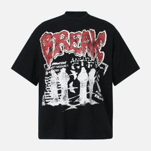 Concert Outfit Graphic 'BREAK' Print T-Shirt