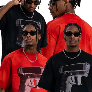 Concert Outfit Graphic Gun Print T-Shirt - Bold Statement for Urban Style