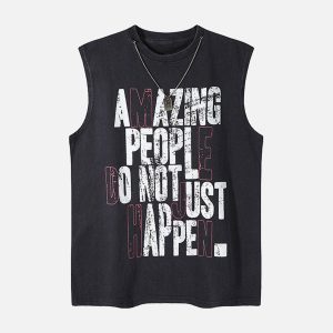 Concert Outfit Graphic Lettering Chain Vest