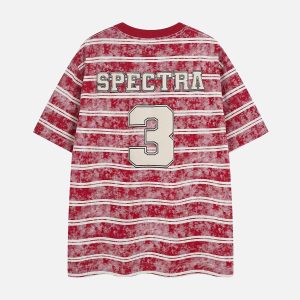 Concert Outfit Graphic Lettering Striped Oversized T-Shirt