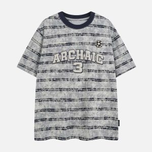 Concert Outfit Graphic Lettering Striped Oversized T-Shirt