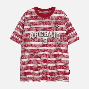 Concert Outfit Graphic Lettering Striped Oversized T-Shirt