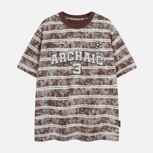 Concert Outfit Graphic Lettering Striped Oversized T-Shirt