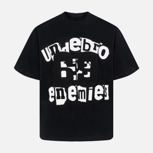 Concert Outfit Graphic Patch Letter Print T-Shirt