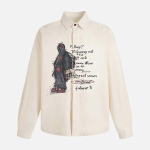 Concert Outfit Graphic Portrait Print Long-Sleeve Shirt