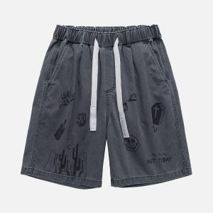 Concert Outfit Graphic Print Drawstring Shorts