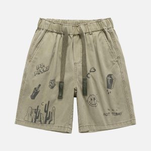 Concert Outfit Graphic Print Drawstring Shorts