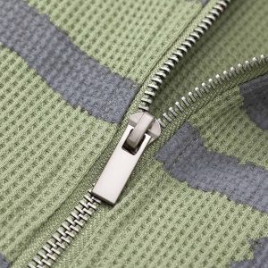 Concert Outfit Half Zip Crew Neck Printed Knitted Sweater