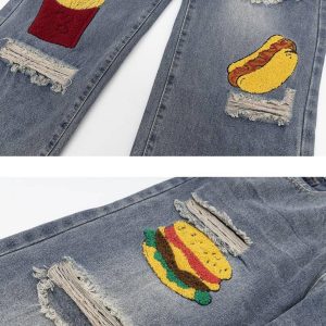 Concert Outfit Hamburger French Fries Ripped Jeans