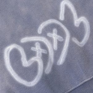 Concert Outfit Hand-Drawn Graffiti Washed Thick Hoodie