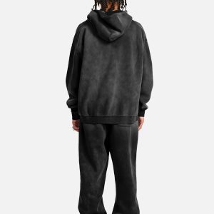 Concert Outfit Hand-Drawn Graffiti Washed Thick Hoodie