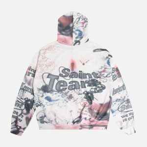 Concert Outfit Hand-Painted Ink Graffiti Hoodie