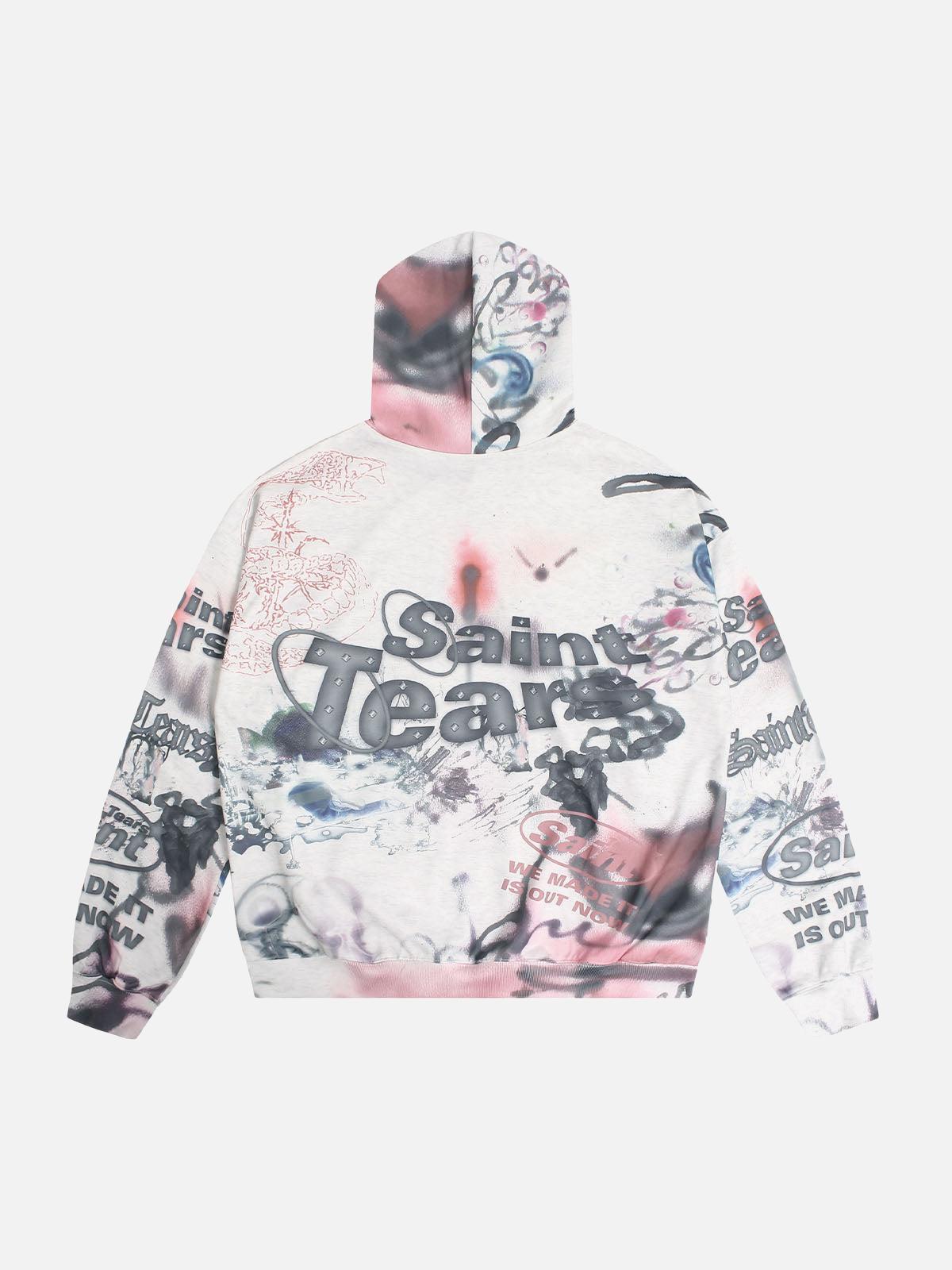 Concert Outfit Hand-Painted Ink Graffiti Hoodie Concert Outfit Hand-Painted Ink Graffiti Hoodie