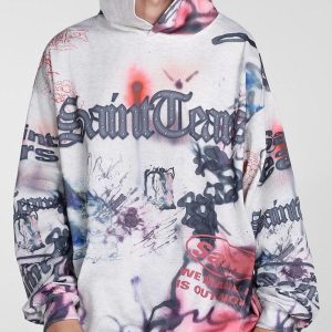 Concert Outfit Hand-Painted Ink Graffiti Hoodie