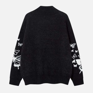 Concert Outfit Hand-Painted Slogan Butterfly Jacquard Cardigan