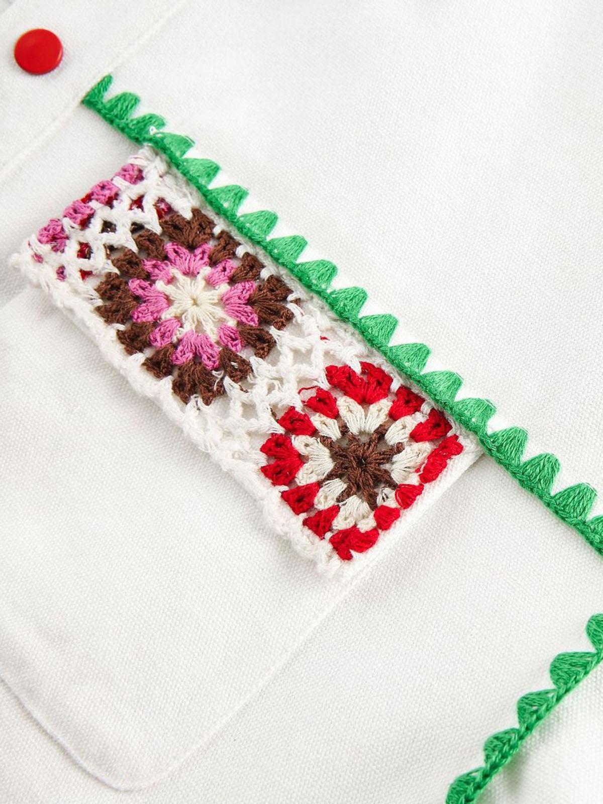 Concert Outfit Handmade Floral Crochet Utility Denim Jacket Concert Outfit Handmade Floral Crochet Utility Denim Jacket