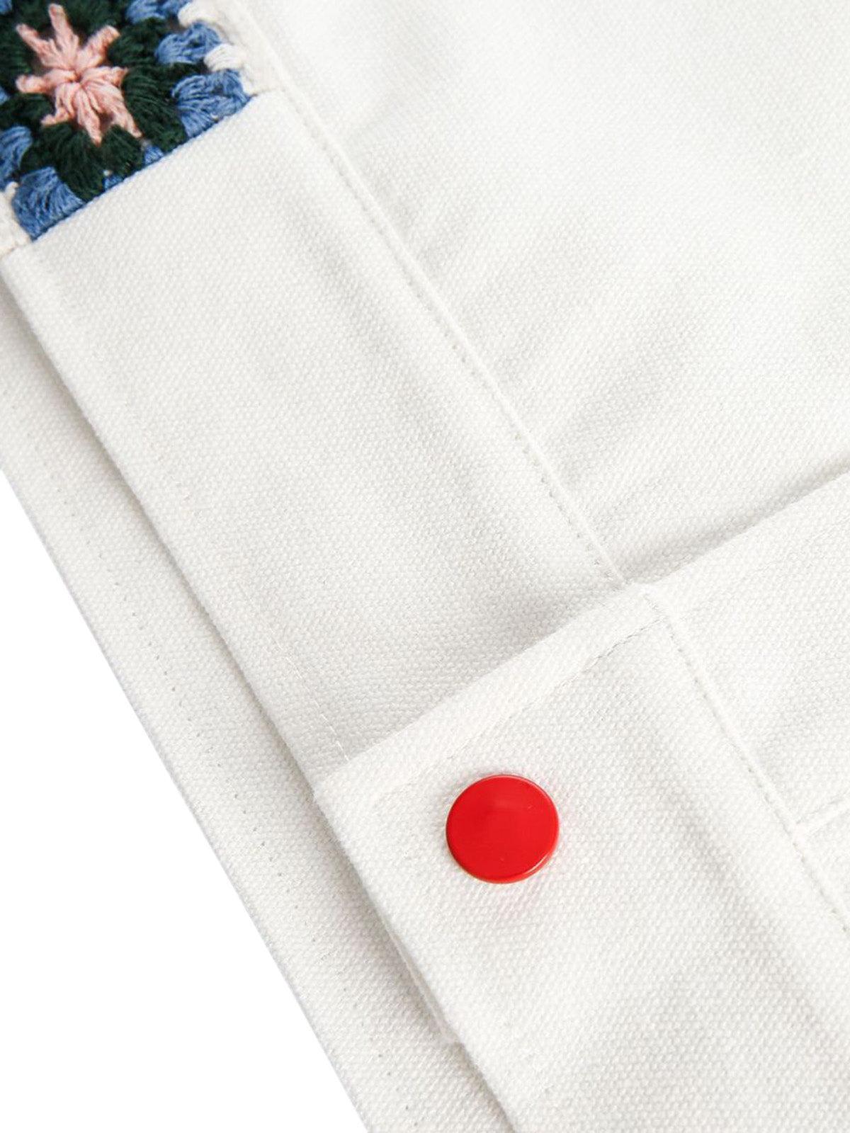 Concert Outfit Handmade Floral Crochet Utility Denim Jacket Concert Outfit Handmade Floral Crochet Utility Denim Jacket