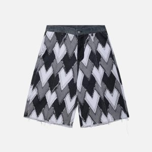 Concert Outfit Heart Patchwork Jorts