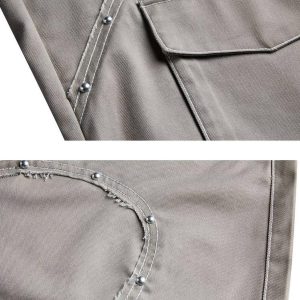 Concert Outfit Heart Rivet Multi-Pocket Jeans