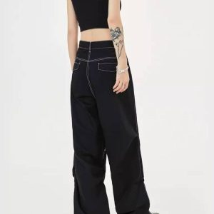 Concert Outfit Heart Rivet Multi-Pocket Jeans