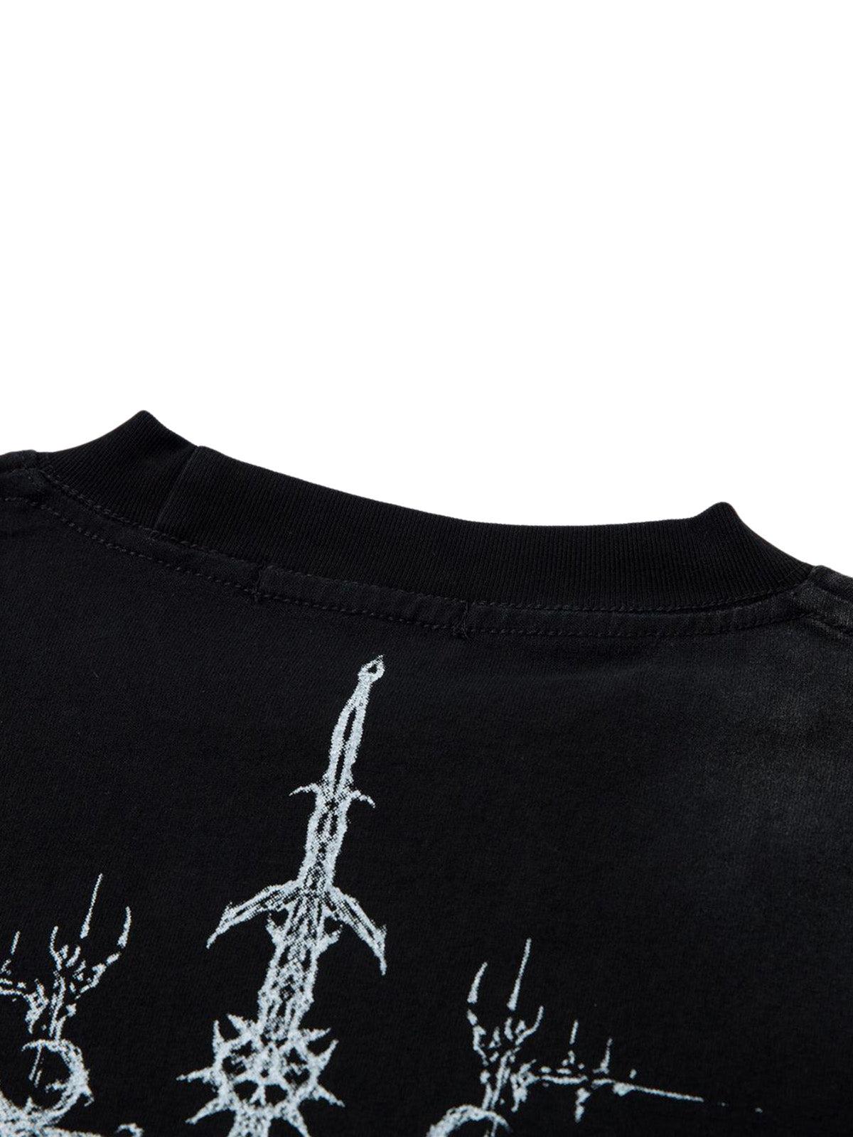 Concert Outfit Heavy Cotton Washed Cross Shield Print T-Shirt Concert Outfit Heavy Cotton Washed Cross Shield Print T-Shirt