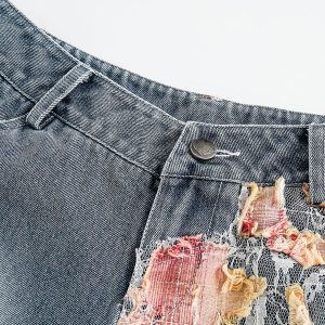 Concert Outfit Heavy Craftsmanship Lace Crop Jorts