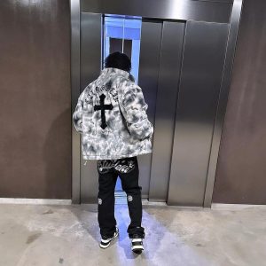 Concert Outfit Heavy-Duty Faux Lambswool Tie-Dye Urban Jacket