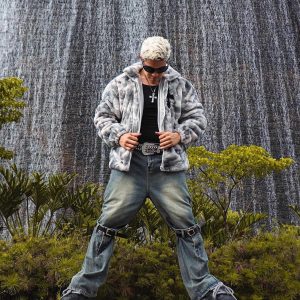 Concert Outfit Heavy-Duty Faux Lambswool Tie-Dye Urban Jacket