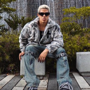 Concert Outfit Heavy-Duty Faux Lambswool Tie-Dye Urban Jacket