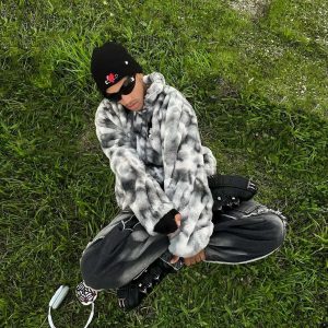 Concert Outfit Heavy-Duty Faux Lambswool Tie-Dye Urban Jacket