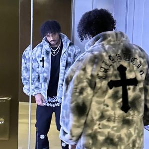 Concert Outfit Heavy-Duty Faux Lambswool Tie-Dye Urban Jacket