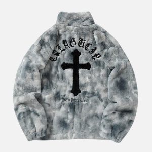 Concert Outfit Heavy-Duty Faux Lambswool Tie-Dye Urban Jacket