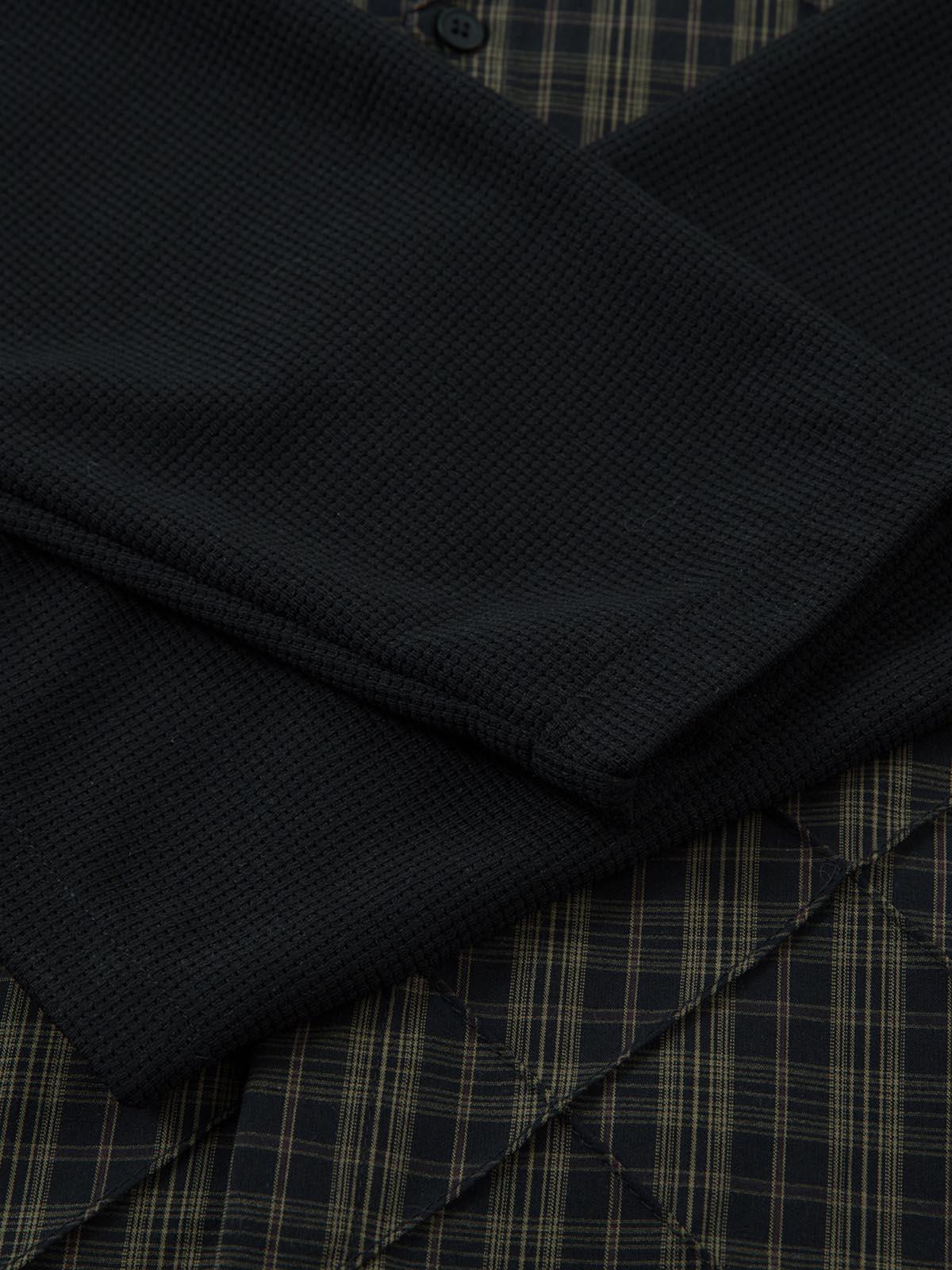 Concert Outfit Heavy Plaid Pleated Striped Faux Two-Piece Polo Shirt Concert Outfit Heavy Plaid Pleated Striped Faux Two-Piece Polo Shirt