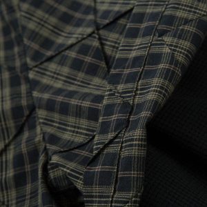 Concert Outfit Heavy Plaid Pleated Striped Faux Two-Piece Polo Shirt