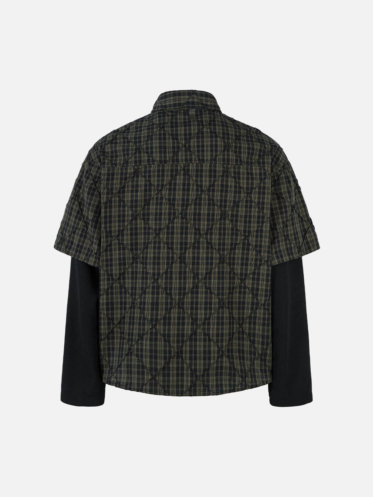 Concert Outfit Heavy Plaid Pleated Striped Faux Two-Piece Polo Shirt Concert Outfit Heavy Plaid Pleated Striped Faux Two-Piece Polo Shirt