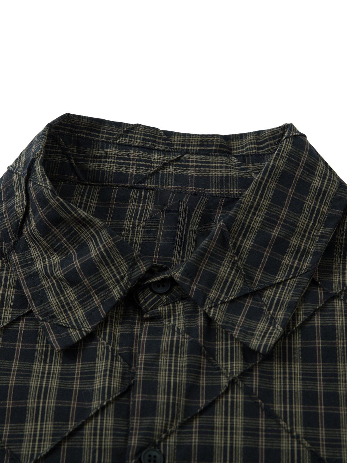 Concert Outfit Heavy Plaid Pleated Striped Faux Two-Piece Polo Shirt Concert Outfit Heavy Plaid Pleated Striped Faux Two-Piece Polo Shirt