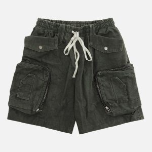 Concert Outfit Heavy Tie Dye Multi Pockets Washed Shorts